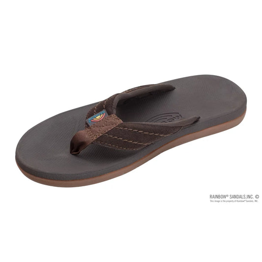 Rainbow Sandals East Cape - Molded Rubber with Natural Suede Strap Dark Brown Mens Sandals – Image 1