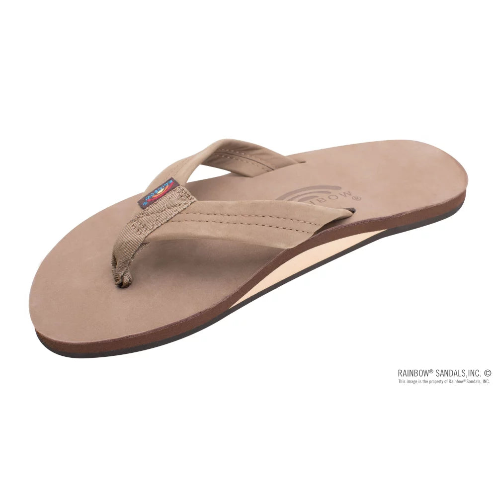 Rainbow Sandals Single Layer Premier Leather with Arch Support 1" Strap Dark Brown Mens Sandals – Image 1