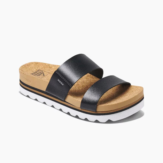 Reef Cushion Vista Hi Slides Black Womens Sandals – Image 1