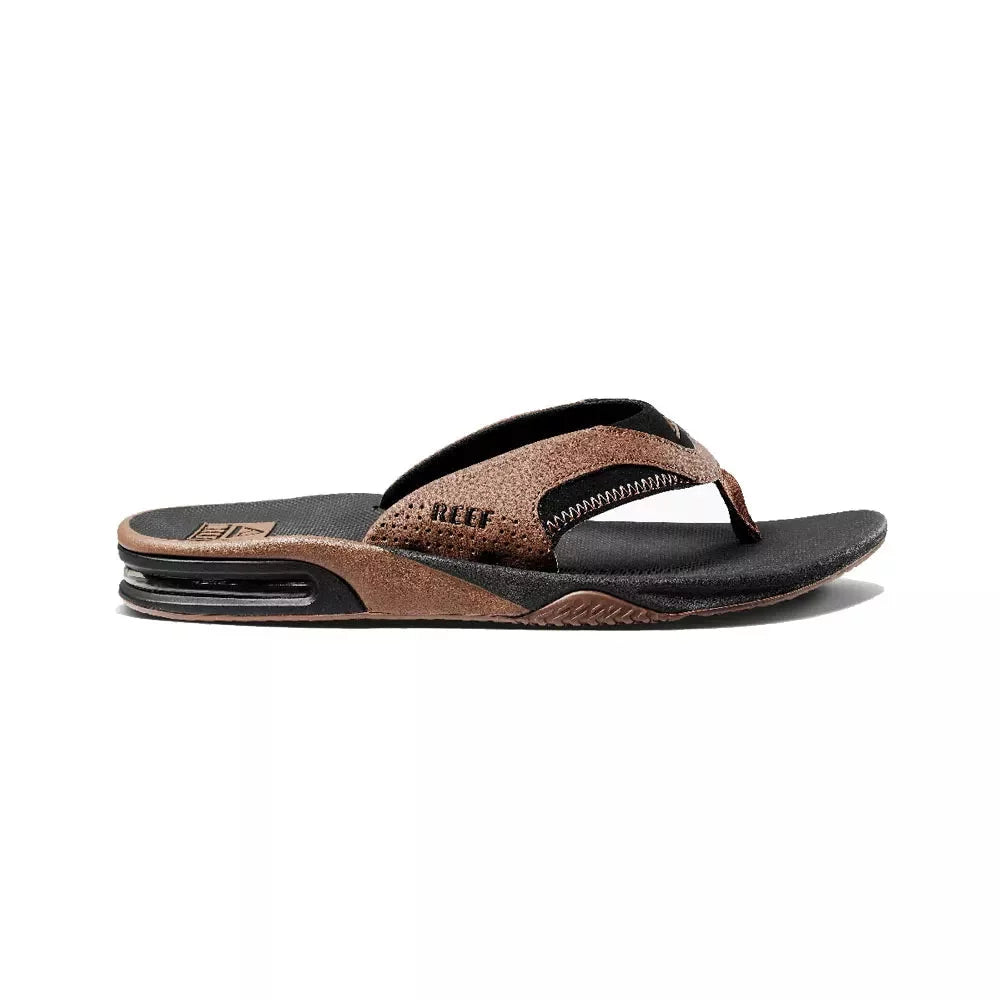 Reef Men's Fanning Bottle Opener Flip Flops Black/Tan Mens Sandals – Image 3