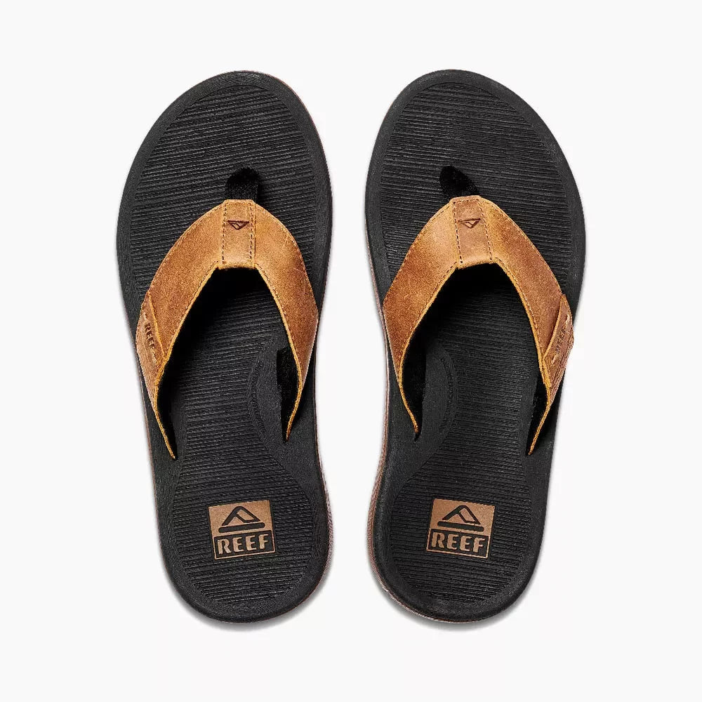Reef Santa Ana LE Premium Leather Sandal Black/Tan Mens Sandals – Image 1