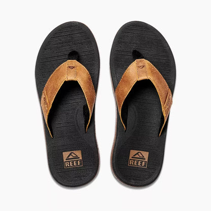 Reef Santa Ana LE Premium Leather Sandal Black/Tan Mens Sandals – Image 1