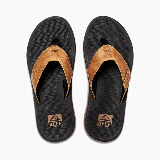 Reef Santa Ana LE Premium Leather Sandal Black/Tan Mens Sandals – Image 1