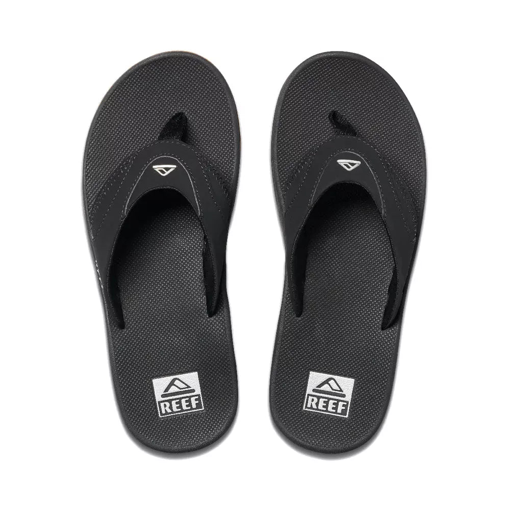 Reef Men's Fanning Bottle Opener Flip Flops Black/Silver 10