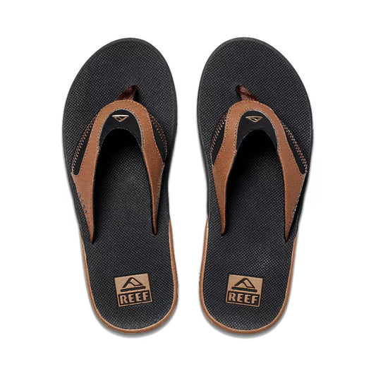 Reef Men's Fanning Bottle Opener Flip Flops Black/Tan 13