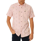 RipCurl Hula Breach Short Sleeve Button Up Light Peach Medium Mens Shirts – Image 1
