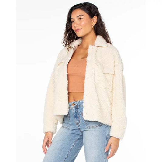 Roxy Chilly Wave Snap Front Fleece Jacket-Large Womens sweater – Image 1