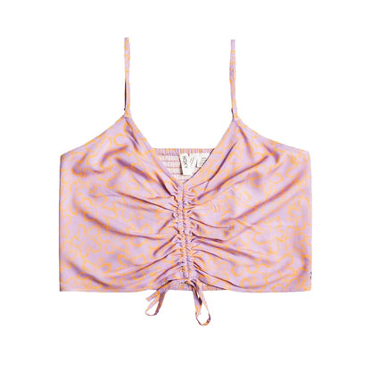 Roxy Vibrant Light Strappy Crop Top Mock Orange Hawaiian Heat Large Womens Shirt – Image 1