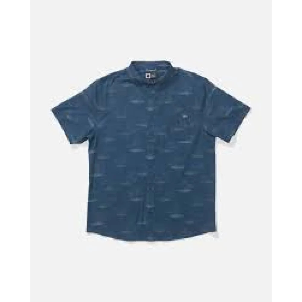 Salty Crew Breezer Perforated Button Up Midnight Navy Mens Shirts – Image 1