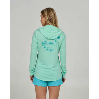 Salty Crew Heatwave Hooded Sunshirt Mint Womens Rashguard – Image 2