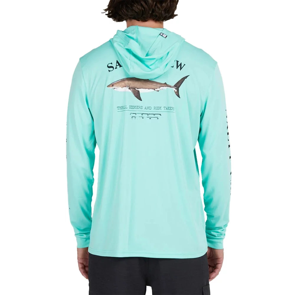 Salty Crew Men's Bruce Long Sleeve Hooded Sun Shirt Seafoam Small Mens Sweaters – Image 2