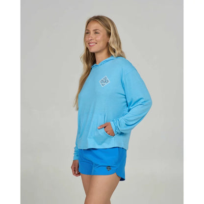 Salty Crew TIPPET FILL TECH HOODY Pool Blue Womens Rashguard – Image 1