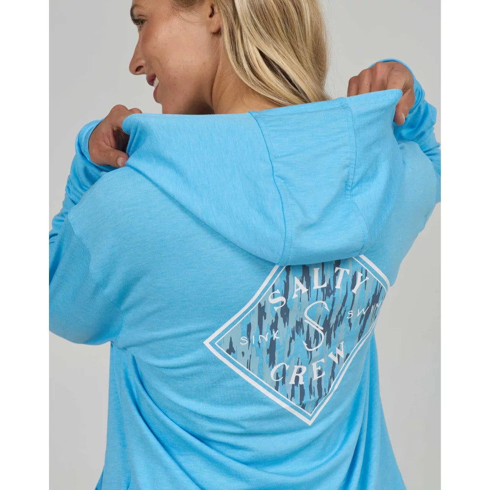 Salty Crew TIPPET FILL TECH HOODY Pool Blue Womens Rashguard – Image 2