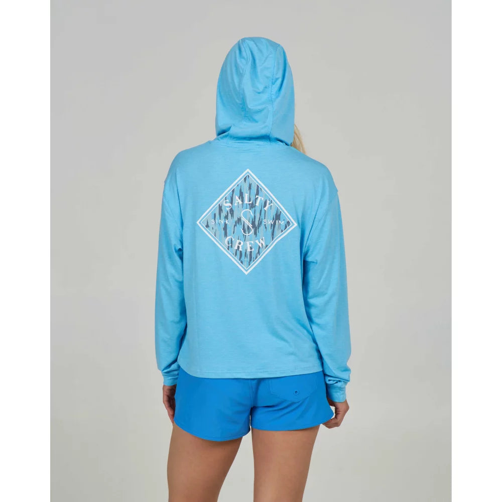 Salty Crew TIPPET FILL TECH HOODY Pool Blue Womens Rashguard – Image 4