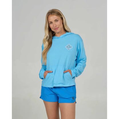 Salty Crew TIPPET FILL TECH HOODY Pool Blue Womens Rashguard – Image 5