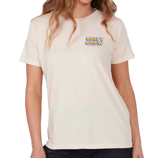 Salty Crew Women's Summertime Boyfriend Short Sleeve Tee Bone Large Womens Shirt – Image 1
