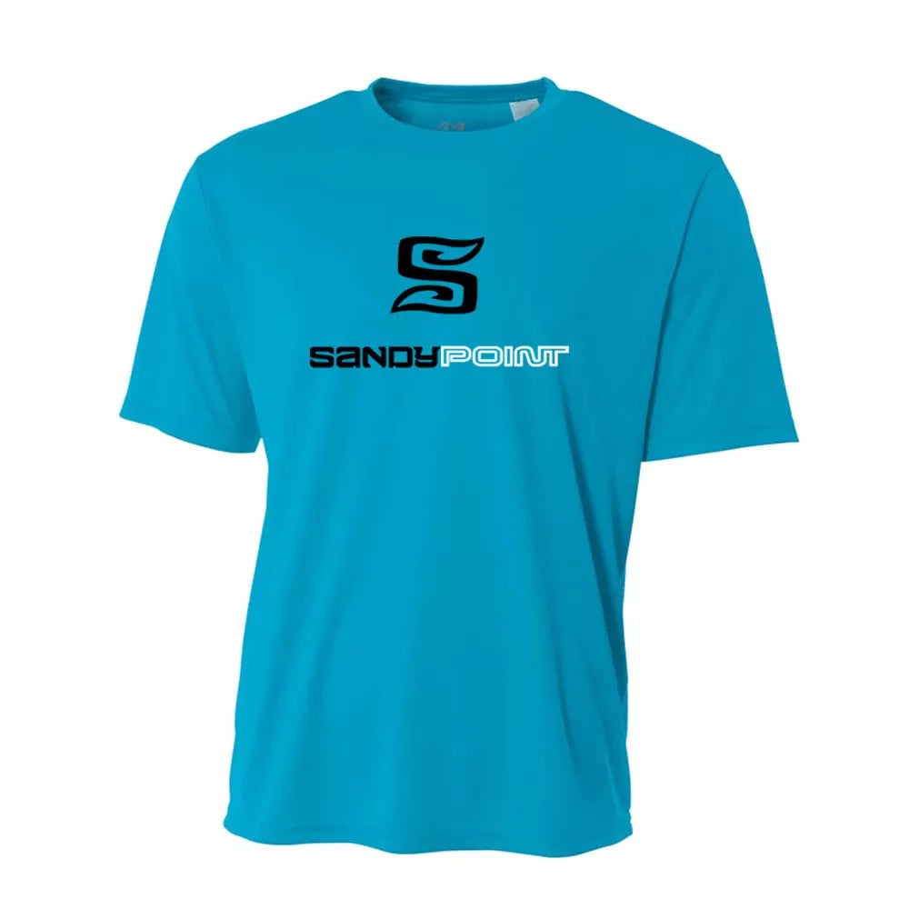 Sandy Point Short Sleeve Rashguard Electric Blue Large Mens Rashguard – Image 1