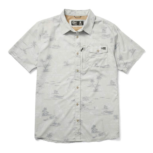 Salty Crew Men's Seafarer Tech Woven Short Sleeve Shirt Light Grey Medium