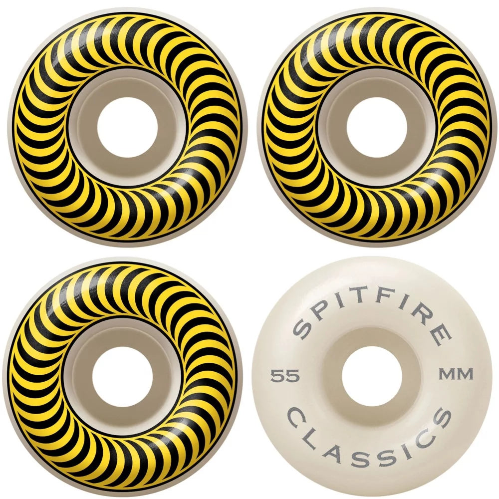 SPITFIRE Skateboard Wheels 55mm CLASSICS Yellow/White – Image 1