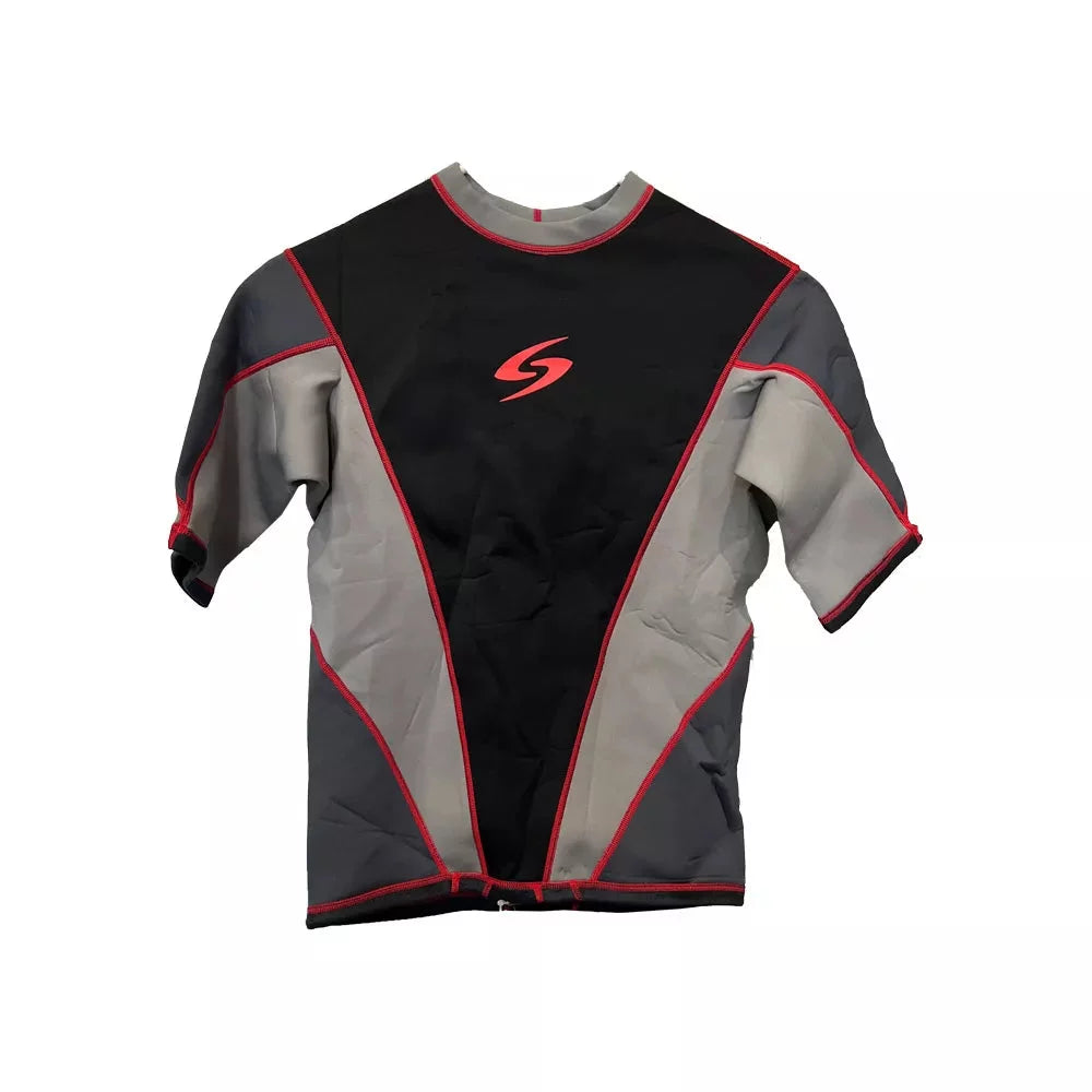 Surftech Short Sleeve Skin Black/Grey/Red Medium Mens Rashguard – Image 1