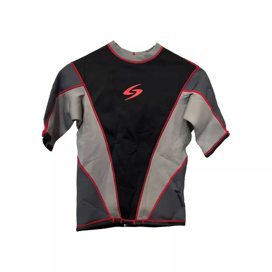 Surftech Short Sleeve Skin Black/Grey/Red Medium Mens Rashguard – Image 1