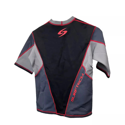 Surftech Short Sleeve Skin Black/Grey/Red Medium Mens Rashguard – Image 2