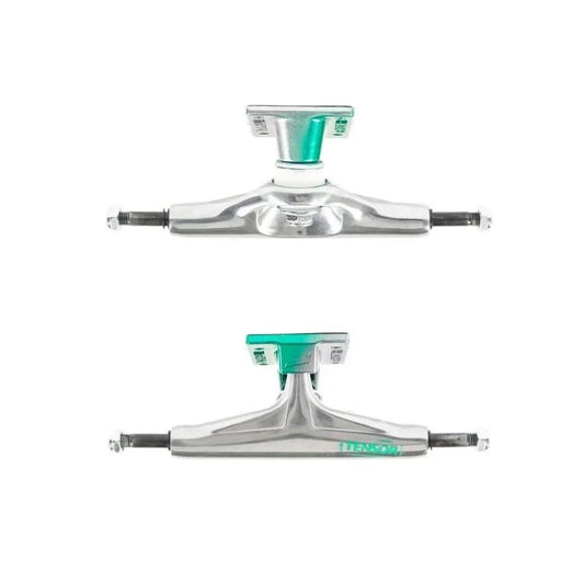 Tensor Regular Aluminum Trucks 5.25 Raw/Green Fade Skateboard Trucks – Image 1