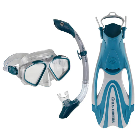 US Divers Cozumel TX II Snorkel Set Navy/Silver Small Snorkel & Dive – Image 1
