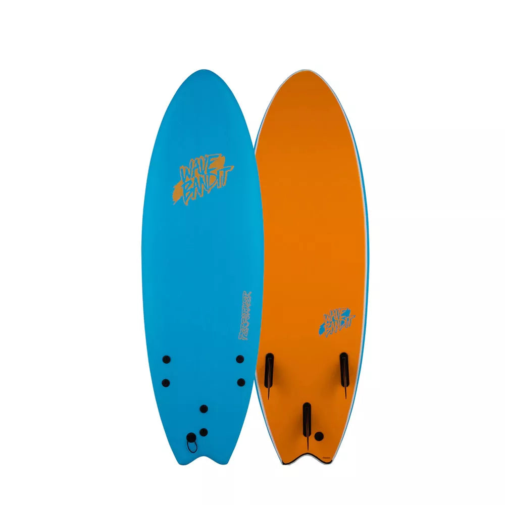 Wave Bandit 5'6 Performer Tri Fin Shortboard Blue/Orange