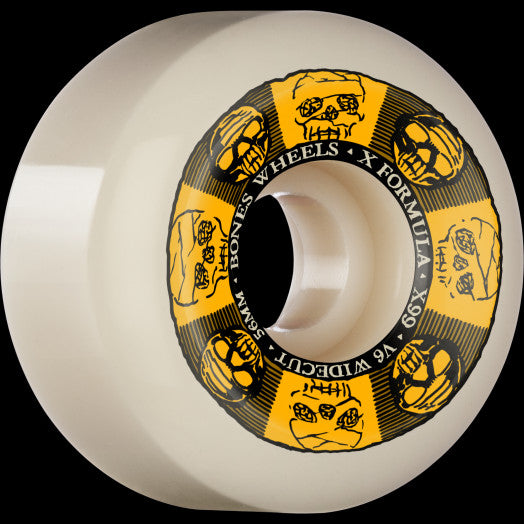 BONES WHEELS X-Formula Skateboard Wheels Black & Gold 56 V6 Wide-Cut 99A 4pk