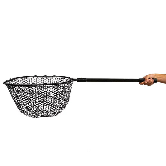 YakAttack 16” x 19” Landing Net with 24” Long Telescoping Handle and Rubber Netting, Black Kayak Deck Rigging – Image 1