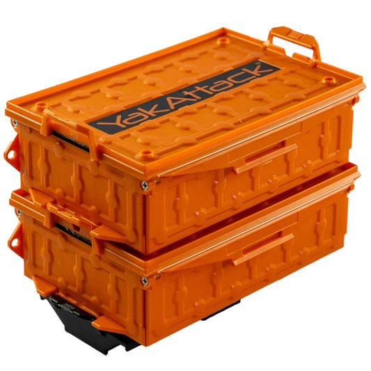 YakAttack TracPak Combo Kit, Two Boxes and Quick Release Base, Orange Kayak Storage – Image 1