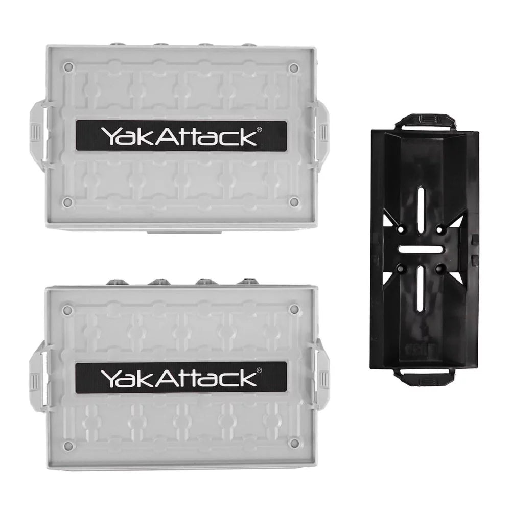 YakAttack TracPak Combo Kit, Two Boxes and Quick Release Base, Overcast Grey Kayak Fishing Accessory – Image 1