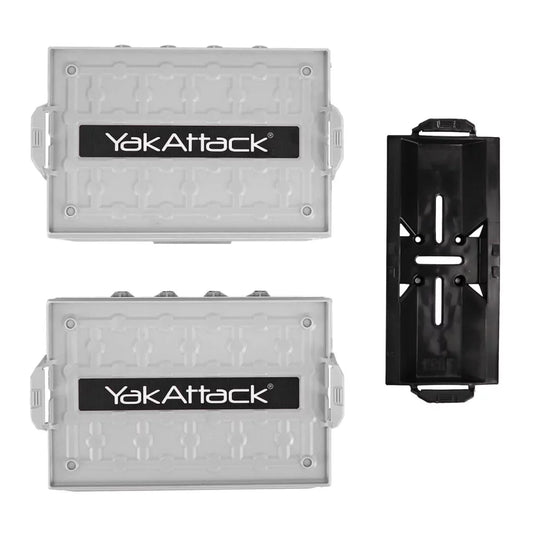 YakAttack TracPak Combo Kit, Two Boxes and Quick Release Base, Overcast Grey Kayak Fishing Accessory – Image 1