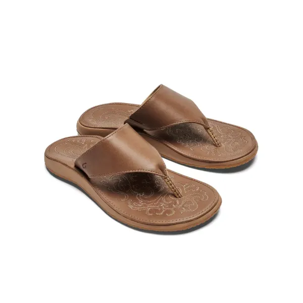 OluKai Paniolo Tipi Leather Thong Sandal Tan 9